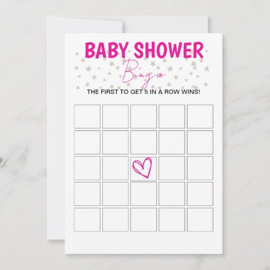 Baby shower Bingo Spel - Roze Kaart (Voorkant)