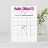 Baby shower Bingo Spel - Roze Kaart (Staand voorkant)