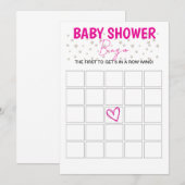 Baby shower Bingo Spel - Roze Kaart (Voorkant / Achterkant)