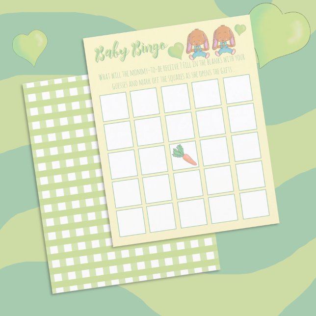 Baby Shower Bingo Spel-Twin Konijnen (Spring Twin Baby Shower Bingo Game .)