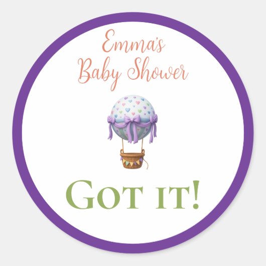 Baby Shower Bingo Stickers – Personalized “Got It! (Voorkant)
