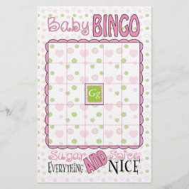 Baby shower BINGO "Sugar and Spice" Flyer