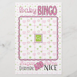 Baby shower BINGO "Sugar and Spice" Flyer