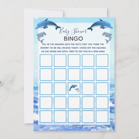Baby shower Bingo voor moeder en Baby Dolphin Ocea Kaart (Voorkant)