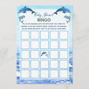 Baby shower Bingo voor moeder en Baby Dolphin Ocea Kaart