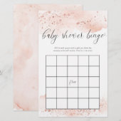 Baby shower bingo waterverf roos goudroze (Voorkant / Achterkant)
