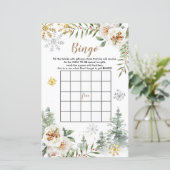 Baby shower Bingo Winter White Floral Pine Trees (Staand voorkant)