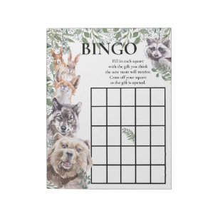 Baby shower Bingo Woodland Animals Waterverf Notitieblok