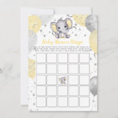 Baby shower Bingo Yellow Elephant Game Kaart (Voorkant)
