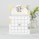 Baby shower Bingo Yellow Elephant Game Kaart (Staand voorkant)