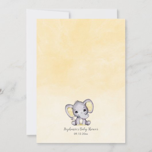 Baby shower Bingo Yellow Elephant Game Kaart (Achterkant)