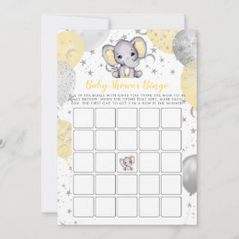 Baby shower Bingo Yellow Elephant Game Kaart