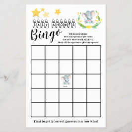 Baby Shower Bingo Zoete Olifant Spelkaart  Flyer