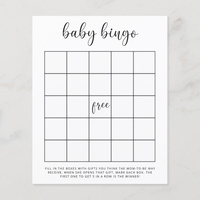 Baby shower bingospel (Voorkant)