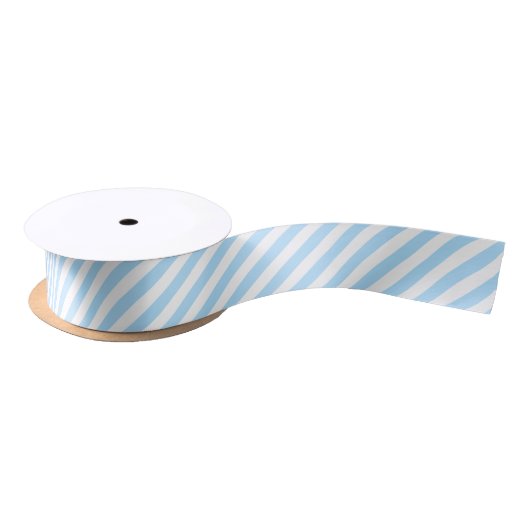Baby shower Birthday Blue White Stripes Gift Wrap Satijnen Lint (Spoel)