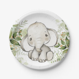 Baby shower Birthday Cute Elephant Greenery Papieren Bordje