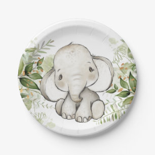 Baby shower Birthday Cute Elephant Greenery Papieren Bordje