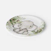 Baby shower Birthday Cute Elephant Greenery Papieren Bordje (Gekanteld)