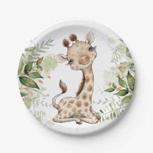 Baby shower Birthday Cute Giraffe Greenery Papieren Bordje