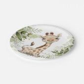 Baby shower Birthday Cute Giraffe Greenery Papieren Bordje (Gekanteld)