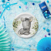 Baby shower Birthday Cute Zebra Eucalipt Papieren Bordje (Feest)