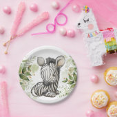 Baby shower Birthday Cute Zebra Eucalipt Papieren Bordje (Feest)