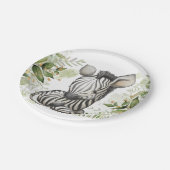 Baby shower Birthday Cute Zebra Eucalipt Papieren Bordje (Gekanteld)