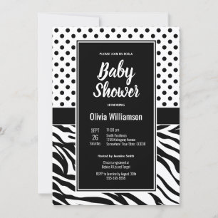 Baby shower Black and White Party Kaart