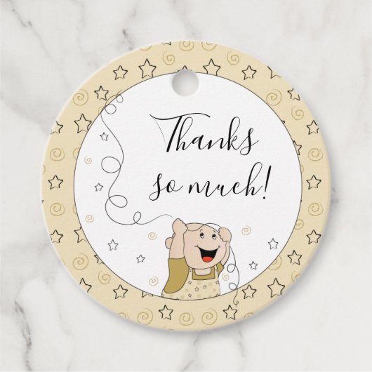 Baby shower Black en Gold Stars Bedankjes Labels (Voorkant)