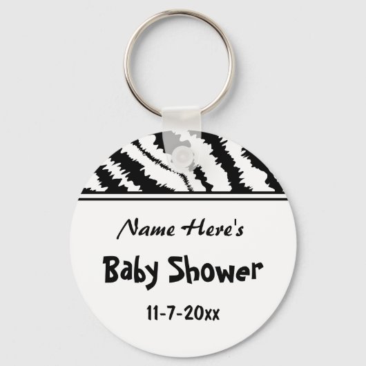 Baby shower Black en White Zebra Pattern. Custom. Sleutelhanger (Voorkant)