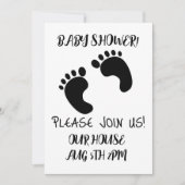 BABY SHOWER BLACK FOOT PRINTS SCRIPT UITNODIGINGEN (Voorkant)
