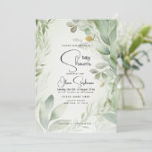 Baby Shower- Bladerrijke Waterverf Bladgroen Kaart (Staand voorkant)