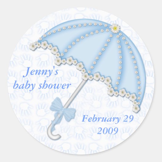 baby shower blauw1, Jenny's baby shower, februari. Ronde Sticker (Voorkant)