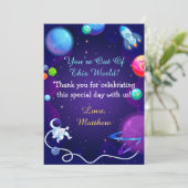 Baby shower blauw Astronaut Planet Bedankkaart (Staand voorkant)