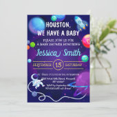 Baby shower blauw Astronaut Planet Kaart (Staand voorkant)