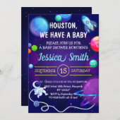 Baby shower blauw Astronaut Planet Kaart (Voorkant / Achterkant)