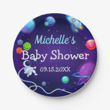 Baby shower blauw Astronaut Planet