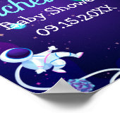 Baby shower blauw Astronaut Planet Poster (Hoek)