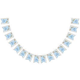 Baby shower blauw/Baby schildpad, zwaluwstaartbann Vlaggetjes