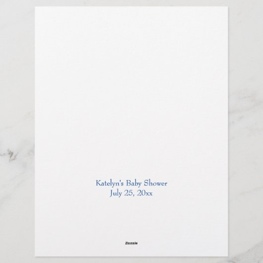 Baby shower blauw bingo gepersonaliseerde sjabloon briefhoofd (Achterkant)