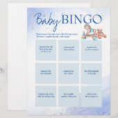 Baby shower blauw bingo gepersonaliseerde sjabloon briefhoofd (Voorkant / Achterkant)