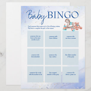 Baby shower blauw bingo gepersonaliseerde sjabloon briefhoofd