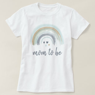 Baby shower blauw boho regenboog mam om te zijn t-shirt
