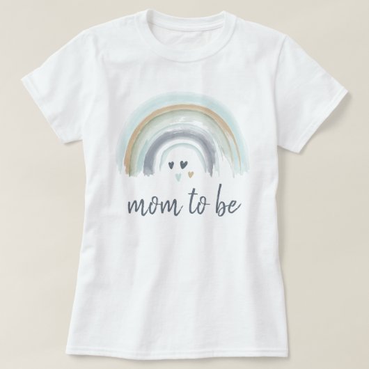 Baby shower blauw boho regenboog mam om te zijn t-shirt (Design voorkant)