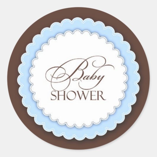 Baby shower blauw bruin ronde sticker (Voorkant)