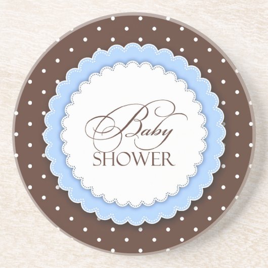 Baby shower blauw bruin zandsteen onderzetter (Voorkant)