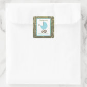 Baby shower Blauw Carriage & Camouflage Vierkante Sticker (Tas)