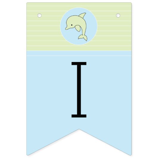 Baby shower Blauw/Dolfijn, Swallowtail Banner (Eerste vlag)