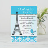 Baby shower blauw Eiffeltower Kaart (Staand voorkant)