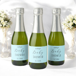 Baby shower Blauw Elegant Sparkling Wijnetiket